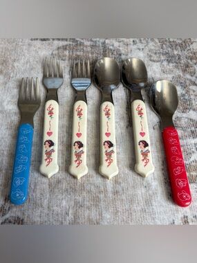 Vintage Disney Snow White 7 Dwarfs Childrens Fork & Spoon Set Lot By Selandia